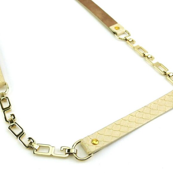 DOLCE & GABBANA Belt Python Beige Python Leather ~ Gold Bracket AUTH USED L3549 - Picture 3 of 8